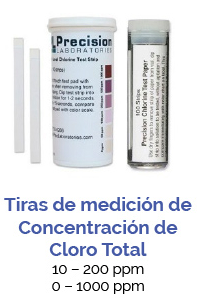 Tiras concentración de Cloro Total